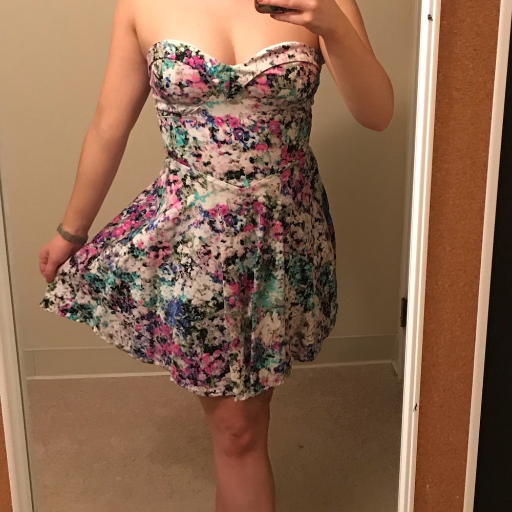 Flirty, Multicolor Strapless Mini Dress